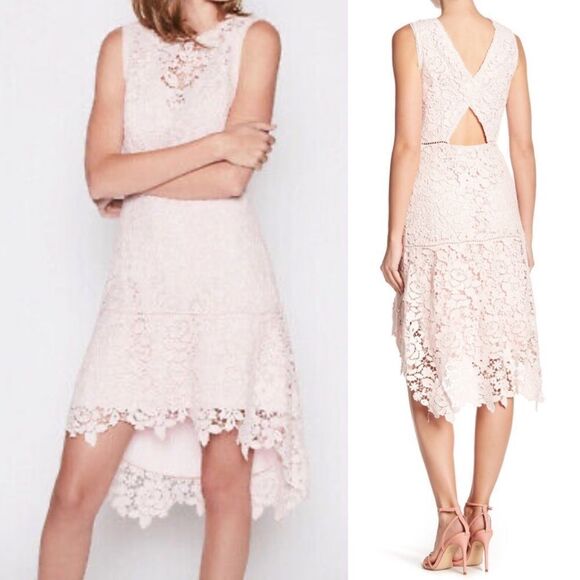 Joie Pale Pink Bridely Lace High Low Sleeveless Cut Out Dress Sz 8 - Picture 2 of 16